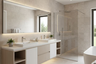 Salle de bains lumineuse et moderne